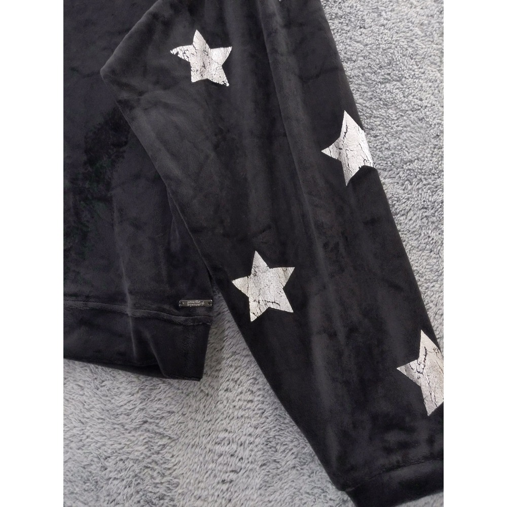Nannette Lepore Black Velour Star Print‎ Long Sleeve Pullover Top Sz S - Picture 3 of 9